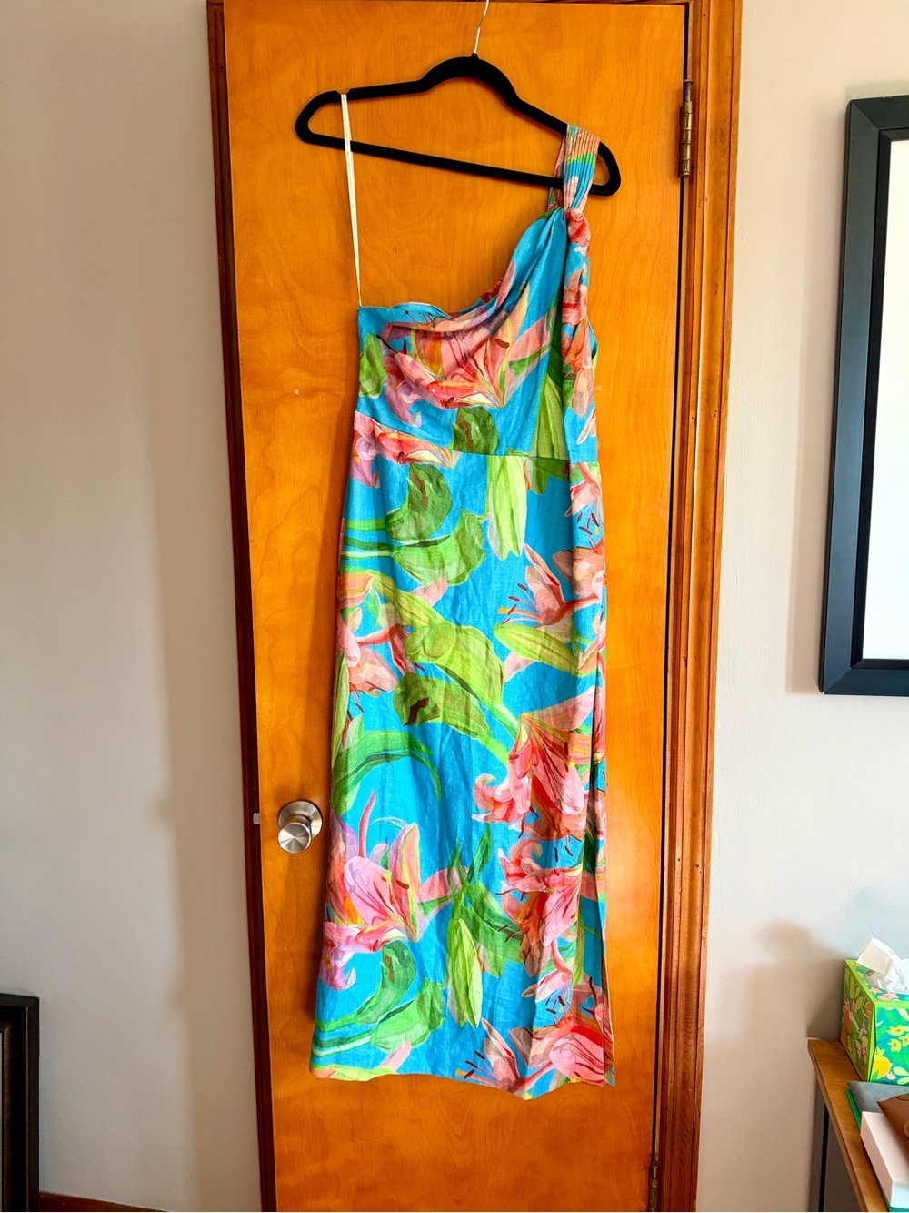 NWT FARM Rio Blue Lily Bloom Midi Dress - Picture 6 of 9